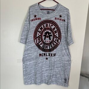 American Fighter Gray and Red and Black  Graphic Tee